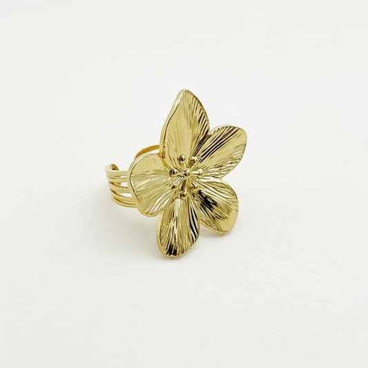 Platinum-Plated Flower Ring