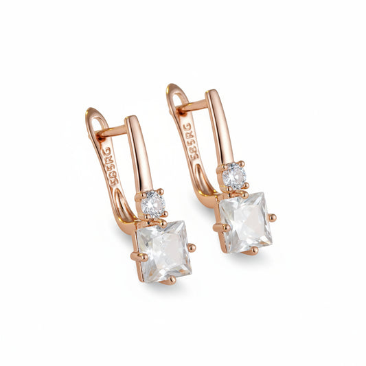 Square Zircon Drop Earrings