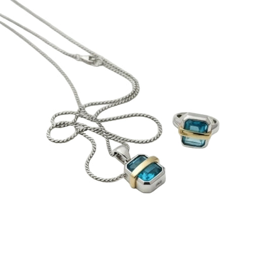 Silver Blue Crystal Necklace