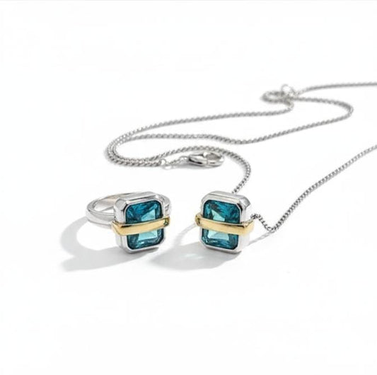 Silver Blue Crystal Necklace